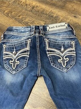 Rock Revival Lilo Crop Low Rise Jeans Womens 25 Rhinestone Bedazzled Y2K Western